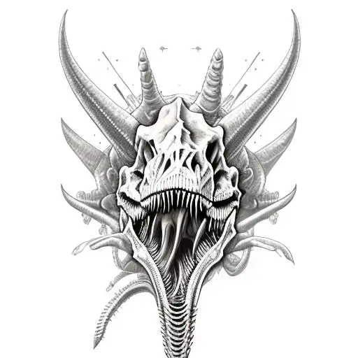 Abstract dinosaur skeleton  tattoo design idea