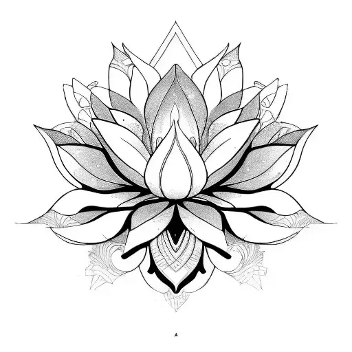Warframe lotus Flower symmetrical  tattoo design idea
