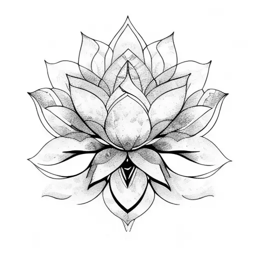 Warframe lotus Flower symmetrical  tattoo design idea
