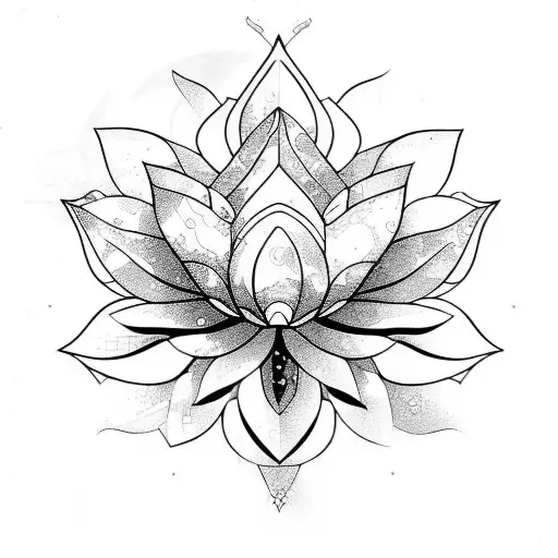 Warframe lotus Flower symmetrical  tattoo design idea