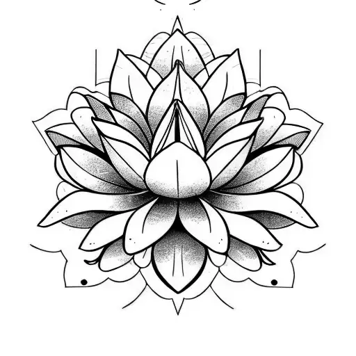 Warframe lotus Flower symmetrical  tattoo design idea