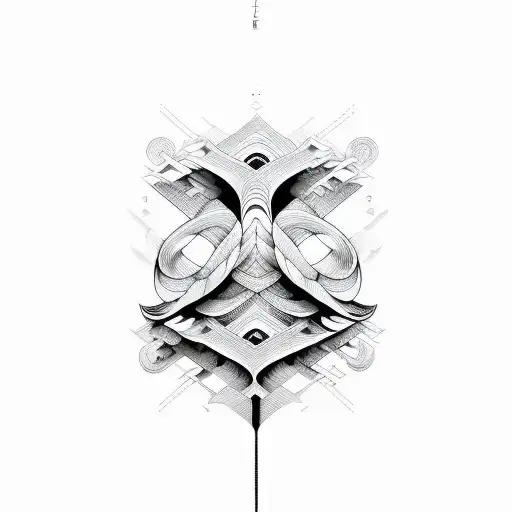 Abstract wavy lines symmetrical  tattoo design idea