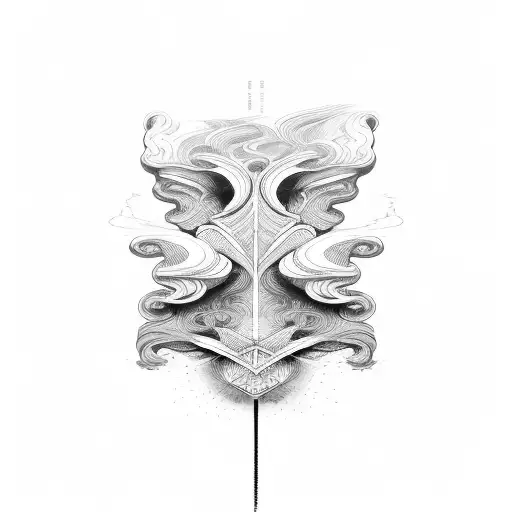 Abstract wavy lines symmetrical  tattoo design idea