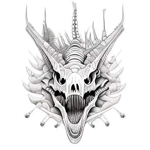 Abstract dinosaur skeleton  tattoo design idea