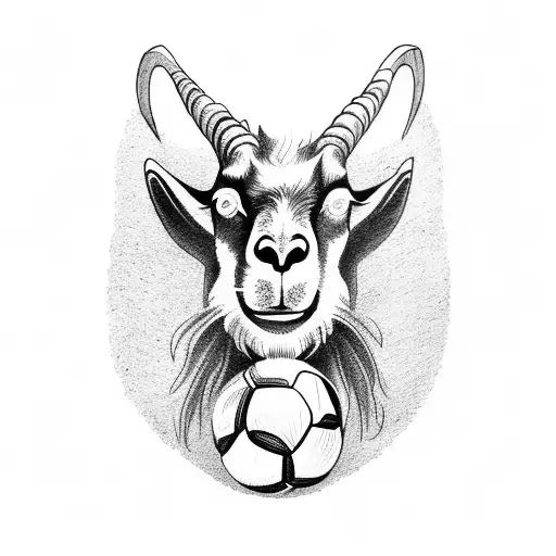 A fierce goat wearing a soccer jersey tattoo design idea