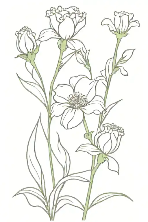carnation and snowdrop flower tattoo design idea