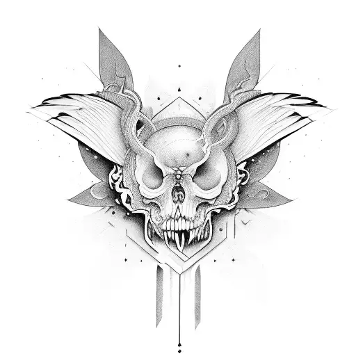 demomio con alas sufriendo tattoo design idea