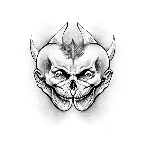 two faces devil an angel tattoo design idea