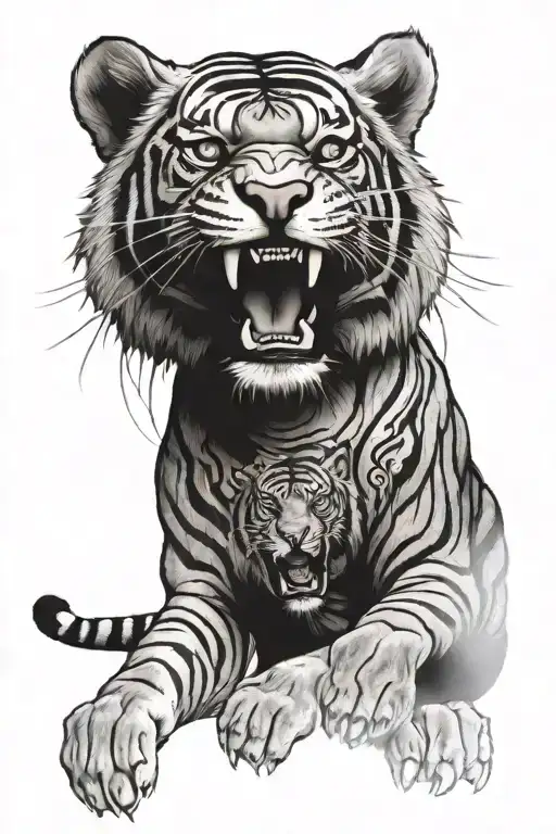 Buddhism tiger tattoo design idea