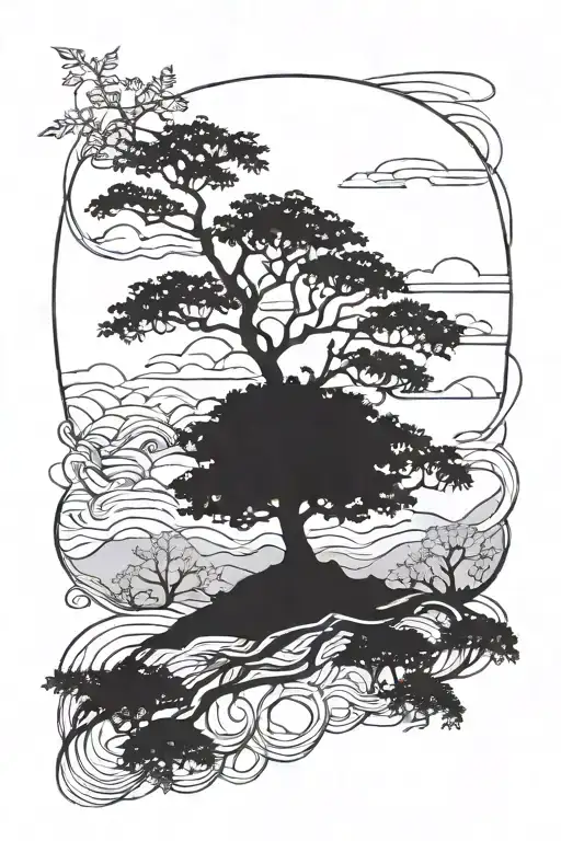 acacia tree tattoo design idea