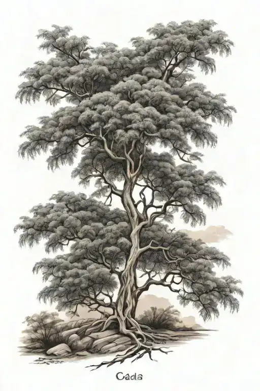 acacia tree tattoo design idea