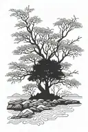 acacia tree tattoo design idea