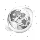 Moon japanese style tattoo design idea