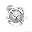 Moon japanese style tattoo design idea