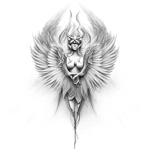 wings angel and demon tattoo design idea