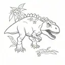 dinosaur with forget me not flowers tattoo design idea