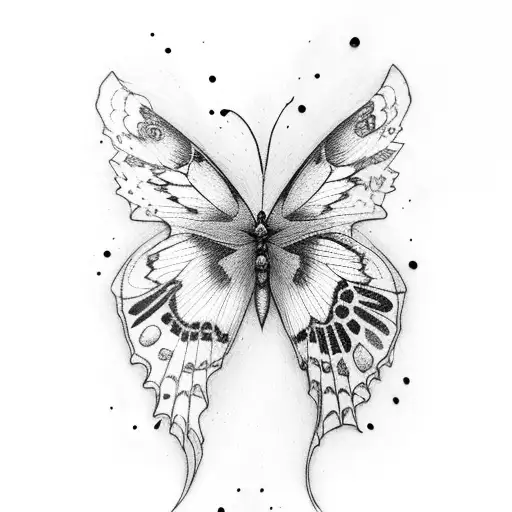 butterly with broken wing tattoo design idea