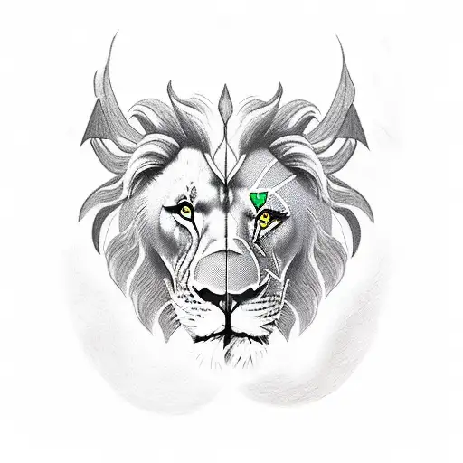 lion and devil tattoo design idea