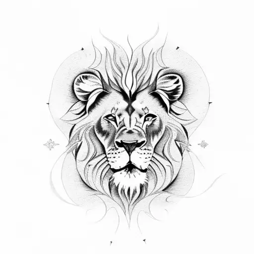 lion and fire tattoo design idea