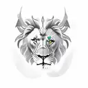 lion and devil tattoo design idea