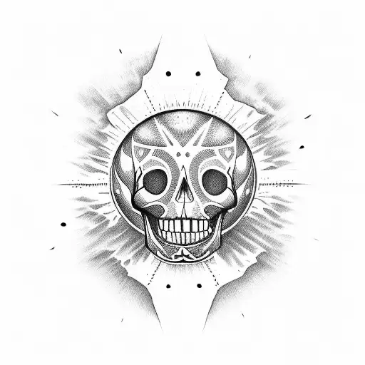 argentina's sun skull  tattoo design idea
