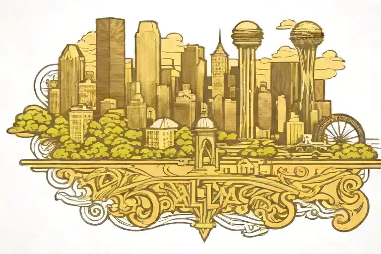 Dallas Texas skyline tattoo design idea