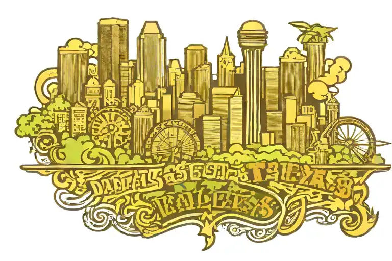 Dallas Texas skyline tattoo design idea