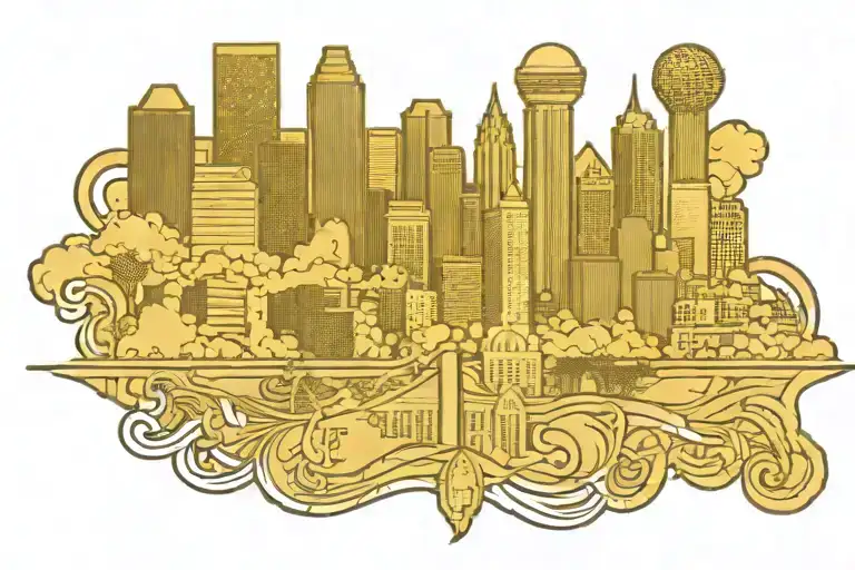 Dallas Texas skyline tattoo design idea