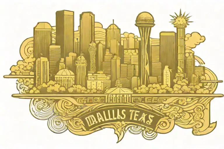 Dallas Texas skyline tattoo design idea