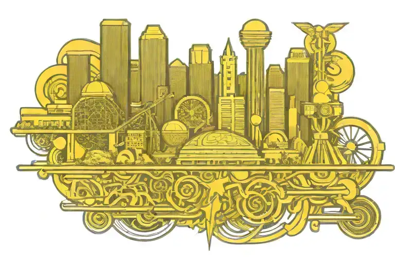 Dallas Texas skyline tattoo inspired tattoo design idea