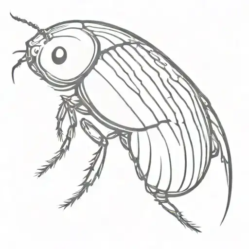 Diving beetle swimming downwards tattoo design idea