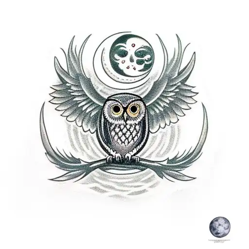 Celtic Owl, Eye, Moon tattoo design idea