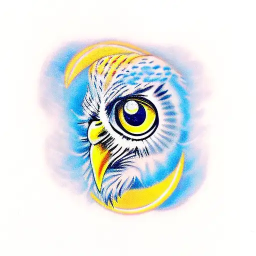 Owl, Eye, Moon tattoo design idea