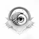 Owl, Eye, Moon tattoo design idea