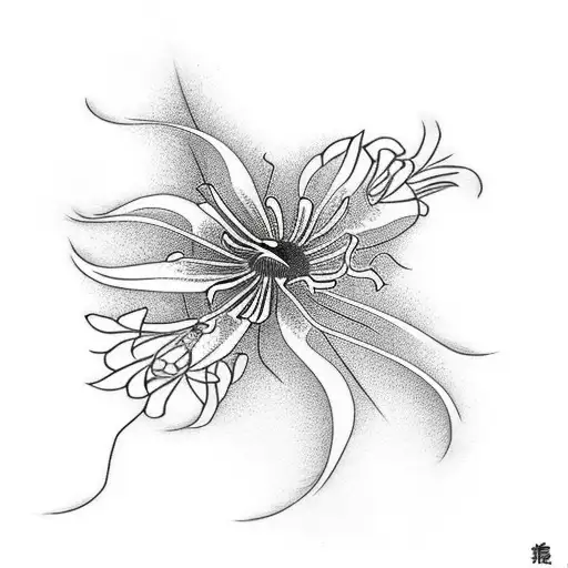 japanese love with spider lily tattoo design idea