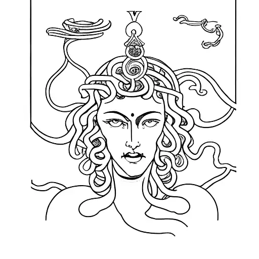 medusa tarot card that says long story short i, i survived tattoo design idea