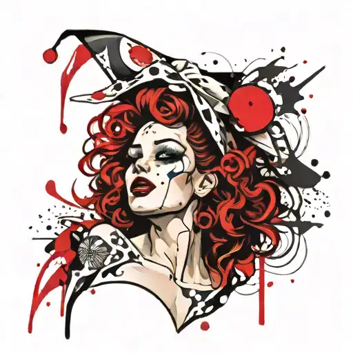 sexy girl clown pinup style tattoo tattoo design idea