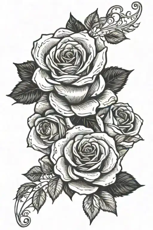 roses and money roses and motivation tattoo design idea