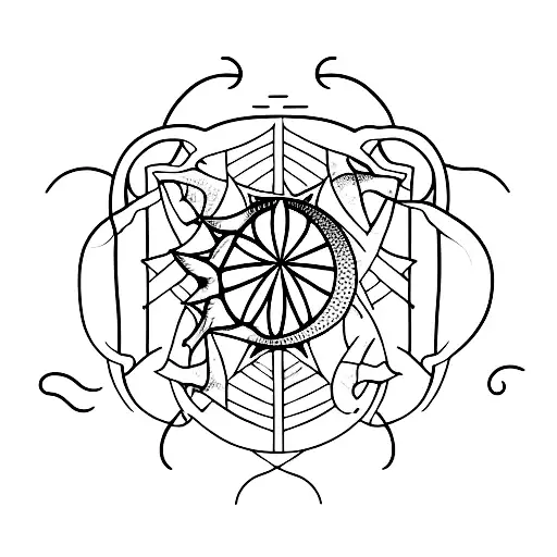 minimalist tattoo stingray by bioluminescent organisms, with a beautiful sunrise over the ocean in the background tattoo design idea