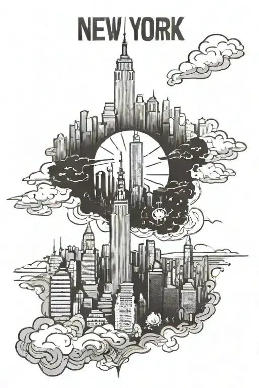 new york city skyline tattoo design idea