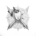 tribal shark. scene from above tattoo design idea