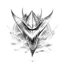 tribal shark. scene from above tattoo design idea