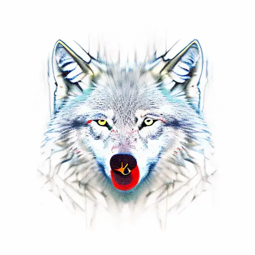 white wolf bite at black wolf's neck and hold it on the ground tattoo design idea