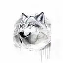 a white wolf bite at another black wolf's neck and hold it on the ground tattoo design idea
