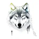 a white wolf bite at another black wolf's neck and hold it on the ground tattoo design idea