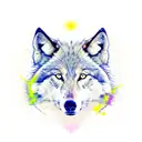 white wolf bite at black wolf's neck and hold it on the ground tattoo design idea