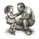 A portrait-style tattoo of a father and daughter sharing a special moment from their childhood tattoo design idea