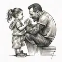 A portrait-style tattoo of a father and daughter sharing a special moment from their childhood tattoo design idea