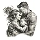 A portrait-style tattoo of a father and daughter sharing a special moment from their childhood tattoo design idea