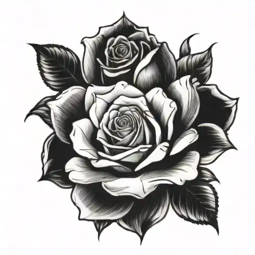 make a hand tattoo design that has signs of the basics, hacking and security, a sign of invincibility, and a rose that m tattoo design idea